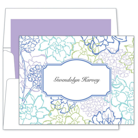 Chelsea Floral Blue Folded Note Cards